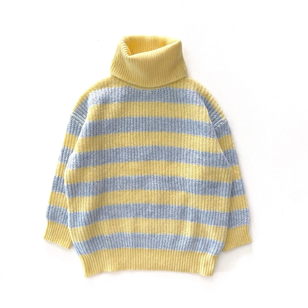 MNG by Mango Oversized Striped Chunky Knit Turtleneck Sweater Size Small